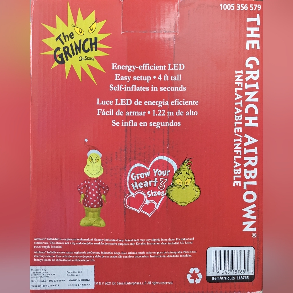The Grinch Inflatable-NIB - Picture 2 of 3